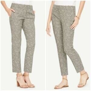 Ann Taylor Devin Green Floral Ankle Straight Casual Pants Sz 4P